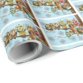 Schattigee uilen wintersneeuwvlokken cadeaupapier (Rol Hoek)