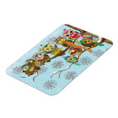 Schattigee uilen wintersneeuwvlokken magneet (Linkerzijde)