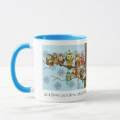 Schattigee uilen wintersneeuwvlokken mok (Links)