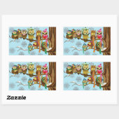 Schattigee uilen wintersneeuwvlokken rechthoekige sticker (Vel)