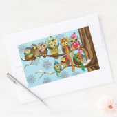 Schattigee uilen wintersneeuwvlokken rechthoekige sticker (Envelop)