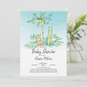 Schattigee Uitbroedende Dinosaurus Baby Jongensdou Kaart (Staand voorkant)