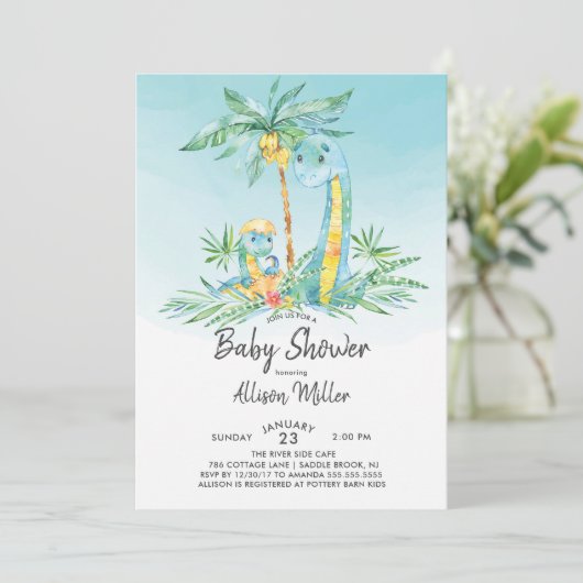 Schattigee Uitbroedende Dinosaurus Baby Jongensdou Kaart (Staand voorkant)