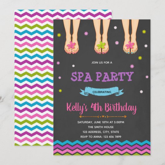 Schattigee uitnodiging voor verjaardagsfeestje van (Voorkant / Achterkant)