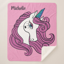Schattigee Unicorn aangepaste naam & kleur dekens