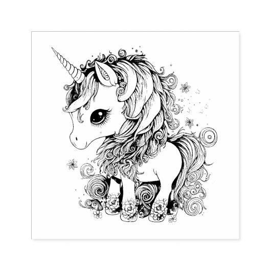 SCHATTIGEE UNICORN RUBBER STEMPEL (Afrduk)