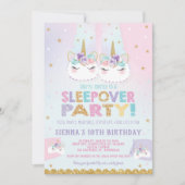 Schattigee Unicorn Sleepover verjaardagsfeestje ui Kaart (Voorkant)