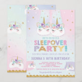 Schattigee Unicorn Sleepover verjaardagsfeestje ui Kaart (Voorkant / Achterkant)