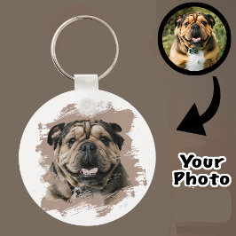 Schattigee unieke Bulldog of uw foto Grunge Dog Mo Sleutelhanger