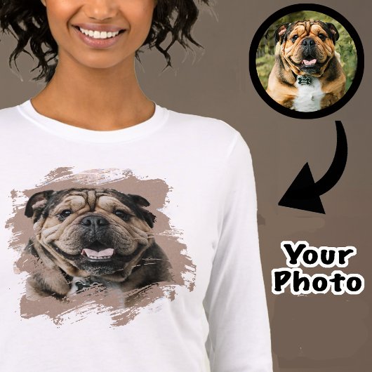Schattigee unieke Bulldog of uw foto Grunge Dog Mo Tri-Blend Shirt