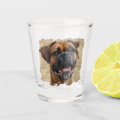 Schattigee Unieke Gouden Zwarte Bokser Hond Papa L Shot Glas (Voorkant)