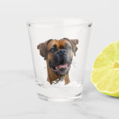 Schattigee Unieke Gouden Zwarte Bokser Hond Papa L Shot Glas (Voorkant)