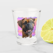 Schattigee Unieke Regenboog Kleur Boxer Hondenlief Shot Glas (Voorkant)