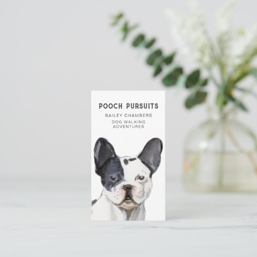 Schattigee unieke Waterverf Dog Walker Visitekaartje (Staand voorkant)