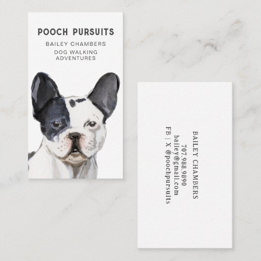 Schattigee unieke Waterverf Dog Walker Visitekaartje (Voorkant / Achterkant)
