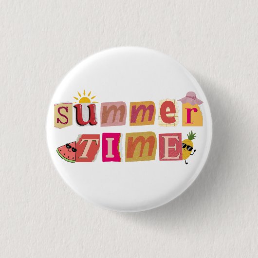Schattigee unieke zomervakantie ronde button 3,2 cm (Voorkant)