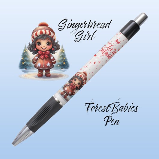 Schattigee Unique Gingerbread Girl, Laat het Sneeu Pen