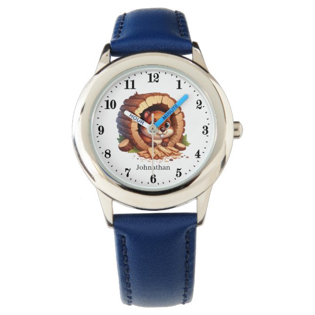 Schattigee unisex kinder beverliefhebbers Naam toe Horloge (Voorkant)