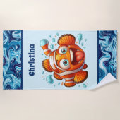 Schattigee unisex kinder oceaanvis Voeg naam toe Strandlaken (Voorkant)