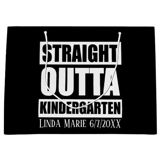 Schattigee unisex Kleuterschool Afstuderen naamdat Groot Cadeauzakje (Voorkant)