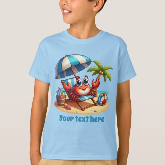 Schattigee unisex strandkrab tekst toevoegen t-shirt (Voorkant)