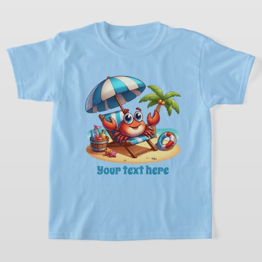 Schattigee unisex strandkrab tekst toevoegen t-shirt (Laagn)