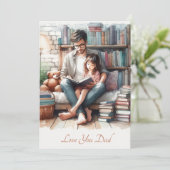 Schattigee Vader en Dochter Voorleestijd Waterverf Feestdagenkaart (Staand voorkant)