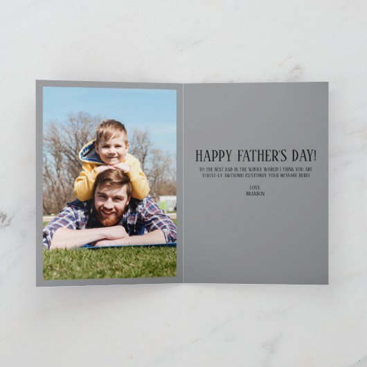 Schattigee vader en Kind Schildpad Vaderdag Kaart  (Binnen)