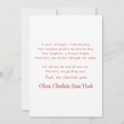 Schattigee vader en zoon bouwen sneeuwman Waterver Feestdagenkaart (Achterkant)