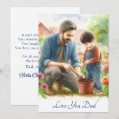 Schattigee vader en zoon samen tuinieren Waterverf Feestdagenkaart (Voorkant / Achterkant)