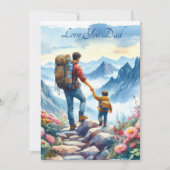 Schattigee vader en zoon wandelen samen Waterverf Feestdagenkaart (Voorkant)