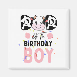 Schattigee vader van de verjaardag jongen Koe Boer Magneet