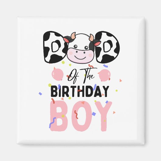 Schattigee vader van de verjaardag jongen Koe Boer Magneet (Voorkant)