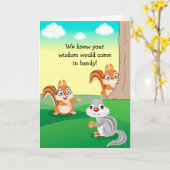 Schattigee vader Verjaardag Kaart: Smart Squirrel Kaart (Gele Bloem)