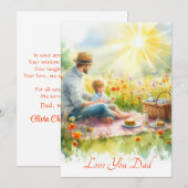 Schattigee vader & zoon met een picknick Waterverf Feestdagenkaart (Voorkant / Achterkant)