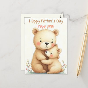 Schattigee Vaderdag met Beren Zacht Pasteldier Briefkaart