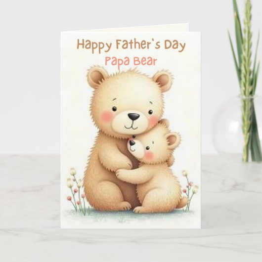 Schattigee Vaderdag met Beren Zacht Pasteldier Kaart (Voorkant)
