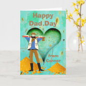 Schattigee Vaderdag met gesneden hart en cowboy Kaart (Gele Bloem)