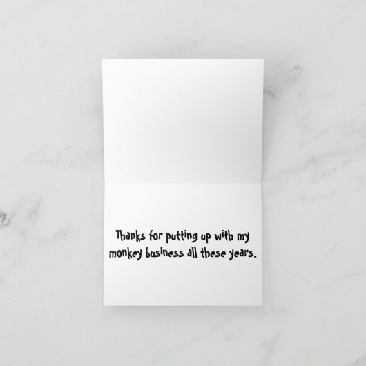 Schattigee Vaderdag Monkey Business Bedankkaart (Binnen)
