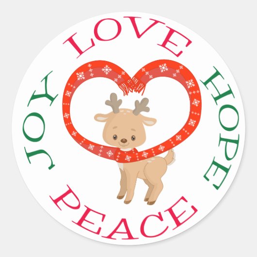 Schattigee vakantie Baby Reindeer Hope Ronde Sticker (Voorkant)