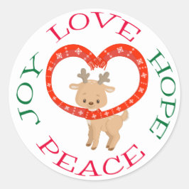 Schattigee vakantie Baby Reindeer Hope Ronde Sticker