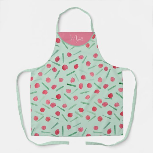 Schattigee vakantie Candy Cane Waterverf Schort (Voorkant)