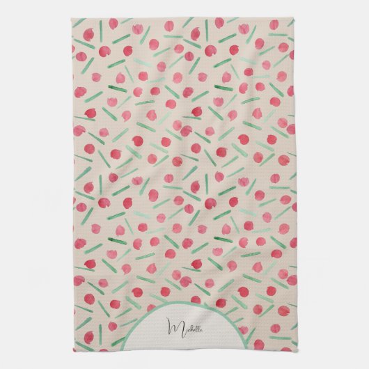 Schattigee vakantie Candy Cane Waterverf Theedoek (Verticaal)