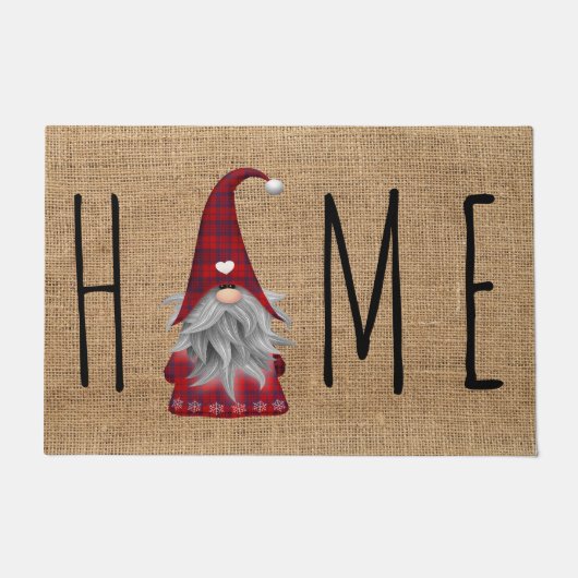 Schattigee vakantie Christmas Plaid Gnome Home Deurmat (Voorkant)