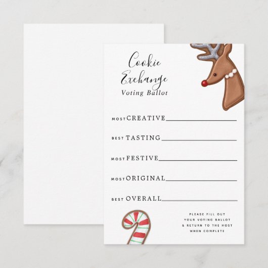 Schattigee Vakantie Cookie Exchange Stembiljet Kaart (Voorkant / Achterkant)