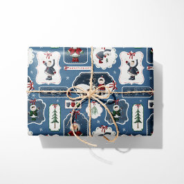 Schattigee vakantie Eskimo Labels Blauw Cadeaupapier