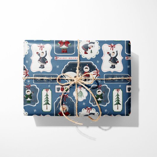 Schattigee vakantie Eskimo Labels Blauw Cadeaupapier