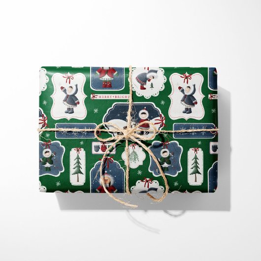 Schattigee vakantie Eskimo Labels Groen Cadeaupapier