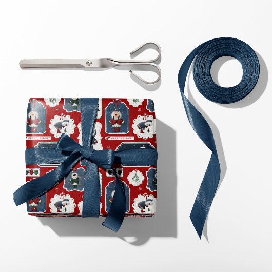 Schattigee vakantie Eskimo Labels Rood Cadeaupapier