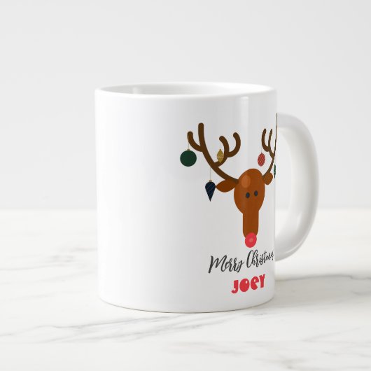Schattigee vakantie grillige rendieren kerstbal grote koffiekop (Voorkant rechts)